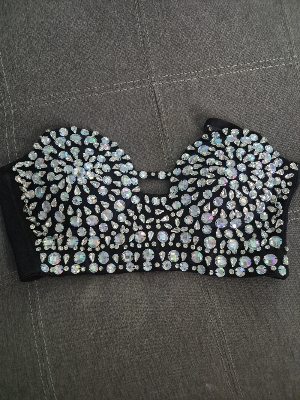 Crystal Embellished Black Bandeau Top
